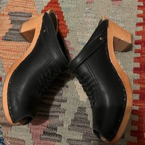 No. 6 High Heel Peep Toe Braided Slingback Clog